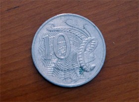 オーストラリアの10セントコイン